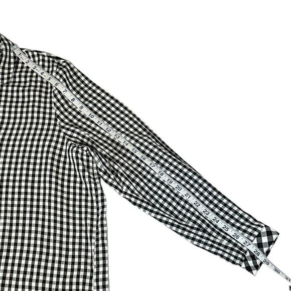 J. Jill Womens Black White Buffalo Check Spring Popover Blouse Large Long Sleeve - Picture 8 of 10